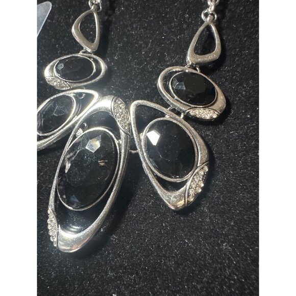 paparazzi Jewelry - Paparazzi Silver & Black Faceted Stone Necklace & Earrings Set